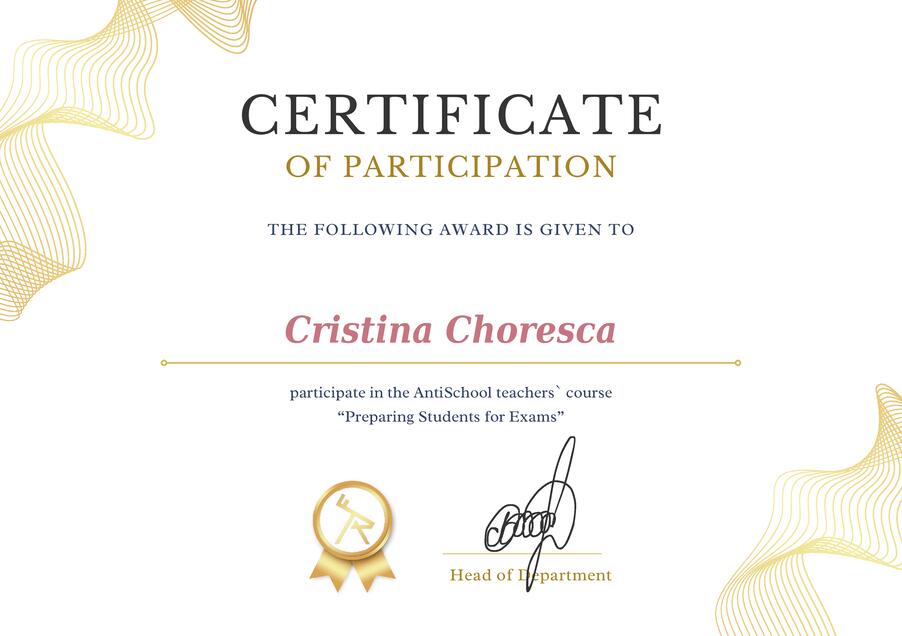 Сертифікат Cristina Choresca